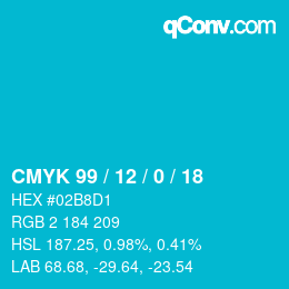 Color code: CMYK 99 / 12 / 0 / 18 | qconv.com