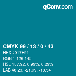Color code: CMYK 99 / 13 / 0 / 43 | qconv.com