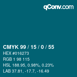 Color code: CMYK 99 / 15 / 0 / 55 | qconv.com