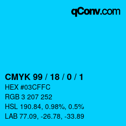 カラーコード: CMYK 99 / 18 / 0 / 1 | qconv.com