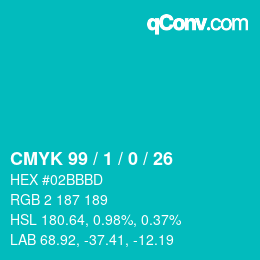 Color code: CMYK 99 / 1 / 0 / 26 | qconv.com
