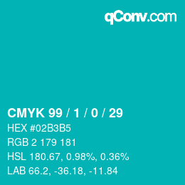 Color code: CMYK 99 / 1 / 0 / 29 | qconv.com