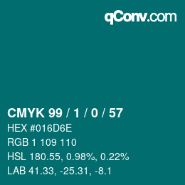カラーコード: CMYK 99 / 1 / 0 / 57 | qconv.com