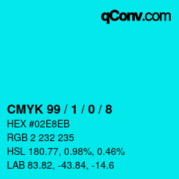 Color code: CMYK 99 / 1 / 0 / 8 | qconv.com