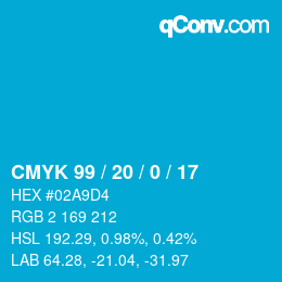 カラーコード: CMYK 99 / 20 / 0 / 17 | qconv.com