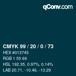 Color code: CMYK 99 / 20 / 0 / 73 | qconv.com