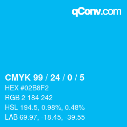カラーコード: CMYK 99 / 24 / 0 / 5 | qconv.com