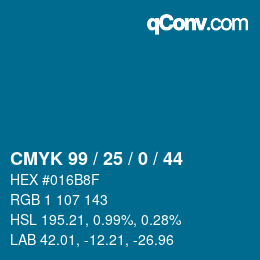 Color code: CMYK 99 / 25 / 0 / 44 | qconv.com