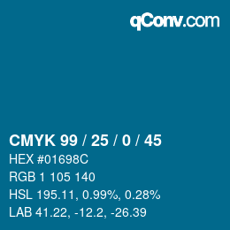 カラーコード: CMYK 99 / 25 / 0 / 45 | qconv.com