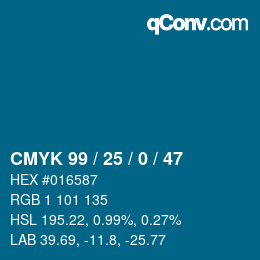 Color code: CMYK 99 / 25 / 0 / 47 | qconv.com