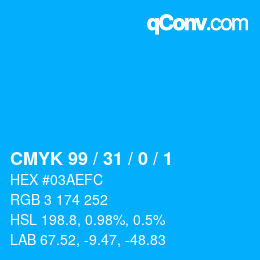 カラーコード: CMYK 99 / 31 / 0 / 1 | qconv.com