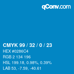 颜色代码: CMYK 99 / 32 / 0 / 23 | qconv.com