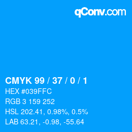 カラーコード: CMYK 99 / 37 / 0 / 1 | qconv.com