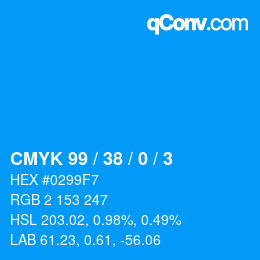 Color code: CMYK 99 / 38 / 0 / 3 | qconv.com