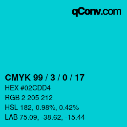 颜色代码: CMYK 99 / 3 / 0 / 17 | qconv.com