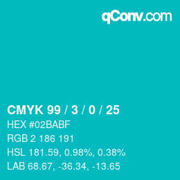 カラーコード: CMYK 99 / 3 / 0 / 25 | qconv.com