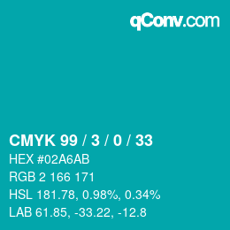 Color code: CMYK 99 / 3 / 0 / 33 | qconv.com