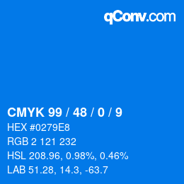 颜色代码: CMYK 99 / 48 / 0 / 9 | qconv.com