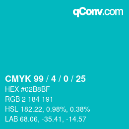 カラーコード: CMYK 99 / 4 / 0 / 25 | qconv.com