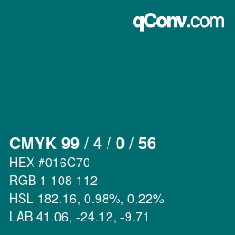 颜色代码: CMYK 99 / 4 / 0 / 56 | qconv.com