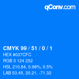 Color code: CMYK 99 / 51 / 0 / 1 | qconv.com