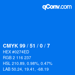 Farbcode: CMYK 99 / 51 / 0 / 7 | qconv.com
