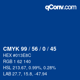 Color code: CMYK 99 / 56 / 0 / 45 | qconv.com