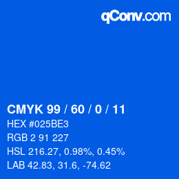 カラーコード: CMYK 99 / 60 / 0 / 11 | qconv.com