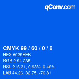カラーコード: CMYK 99 / 60 / 0 / 8 | qconv.com