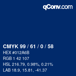 Color code: CMYK 99 / 61 / 0 / 58 | qconv.com