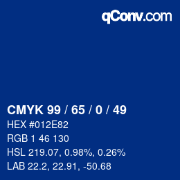Color code: CMYK 99 / 65 / 0 / 49 | qconv.com