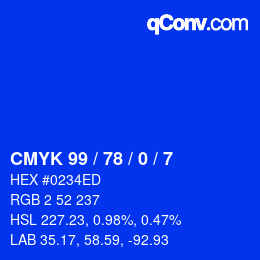 颜色代码: CMYK 99 / 78 / 0 / 7 | qconv.com