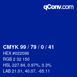 カラーコード: CMYK 99 / 79 / 0 / 41 | qconv.com