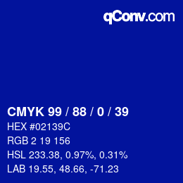 Color code: CMYK 99 / 88 / 0 / 39 | qconv.com