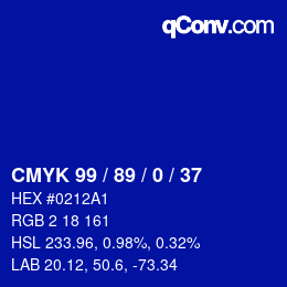 Farbcode: CMYK 99 / 89 / 0 / 37 | qconv.com