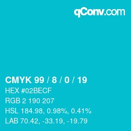 カラーコード: CMYK 99 / 8 / 0 / 19 | qconv.com