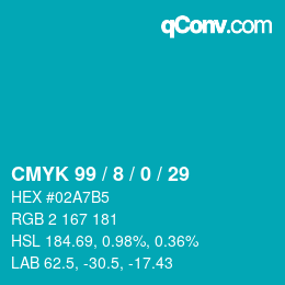 Color code: CMYK 99 / 8 / 0 / 29 | qconv.com