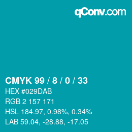 Color code: CMYK 99 / 8 / 0 / 33 | qconv.com