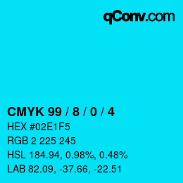 Color code: CMYK 99 / 8 / 0 / 4 | qconv.com