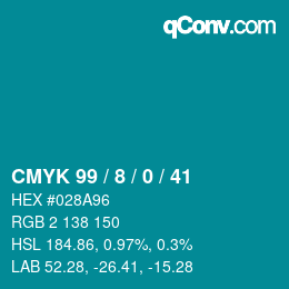 カラーコード: CMYK 99 / 8 / 0 / 41 | qconv.com