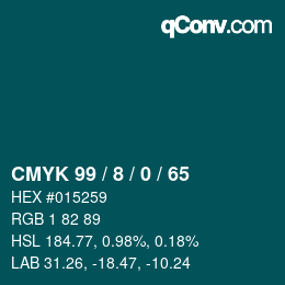カラーコード: CMYK 99 / 8 / 0 / 65 | qconv.com