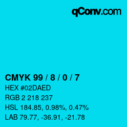 Farbcode: CMYK 99 / 8 / 0 / 7 | qconv.com