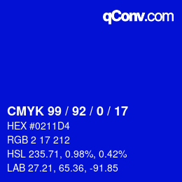 カラーコード: CMYK 99 / 92 / 0 / 17 | qconv.com