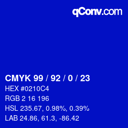 カラーコード: CMYK 99 / 92 / 0 / 23 | qconv.com