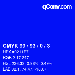 Color code: CMYK 99 / 93 / 0 / 3 | qconv.com