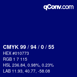 颜色代码: CMYK 99 / 94 / 0 / 55 | qconv.com