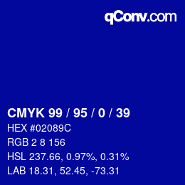 Farbcode: CMYK 99 / 95 / 0 / 39 | qconv.com