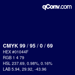 カラーコード: CMYK 99 / 95 / 0 / 69 | qconv.com