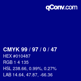 Color code: CMYK 99 / 97 / 0 / 47 | qconv.com