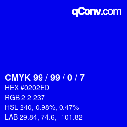 Farbcode: CMYK 99 / 99 / 0 / 7 | qconv.com